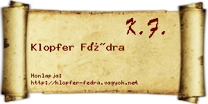 Klopfer Fédra névjegykártya